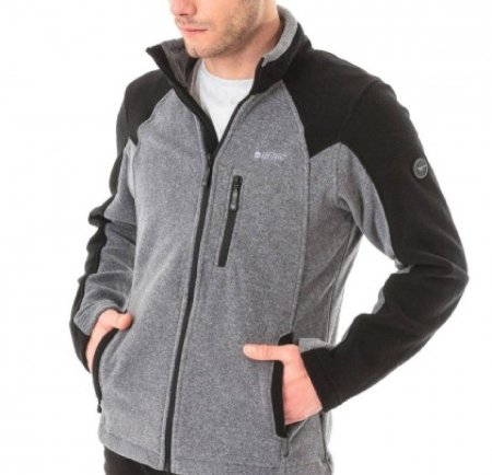 Hi-Tec Monar Full Zip Fleece Jacket جاكيت مونار فل فليس من هاي-تيك لون أسود ورمادي